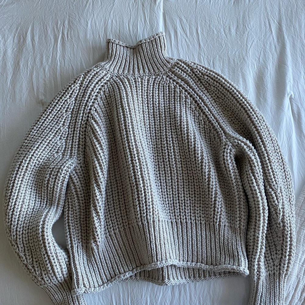 beige chunky knit sweater